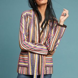Anthropologie striped kimono belted jacket